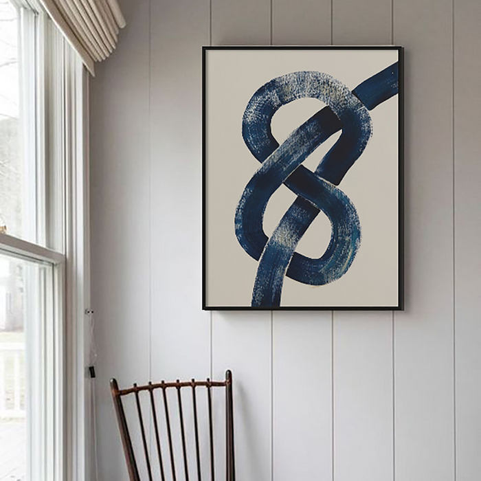 Figure of Eight Knot | Blue Abstract Line Art | Modern Nautical Wall Decor | Minimalist Print - Unframed
