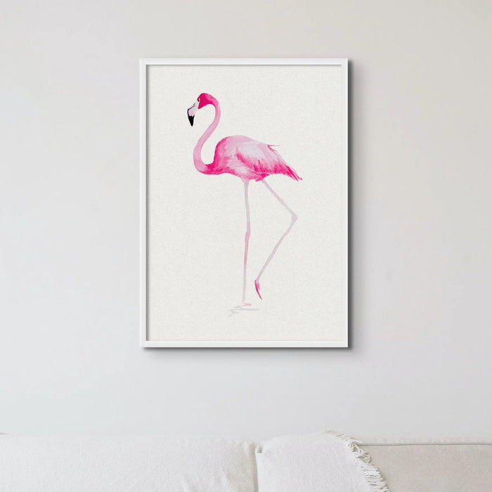 Flamingo Watercolour Print No 2 (Flamingo Painting) - Framed