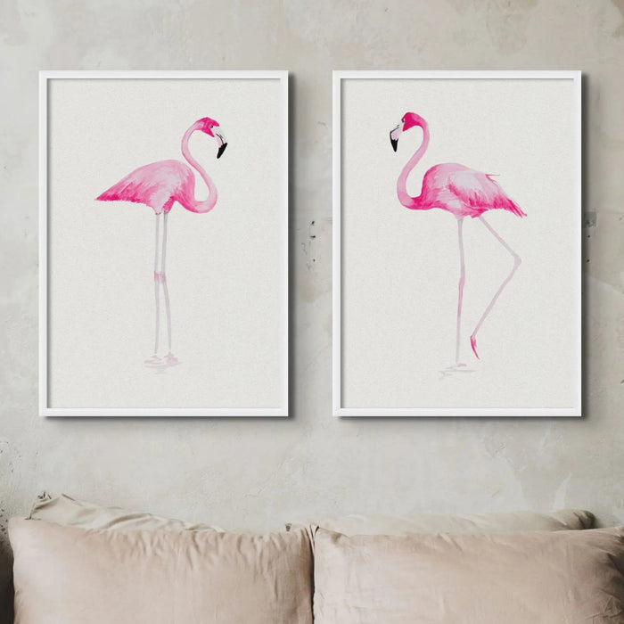 Flamingo Print No 2 (Flamingo Wall Art) - Framed