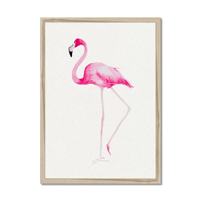 Flamingo Print No 2 (Flamingo Wall Art) - Framed