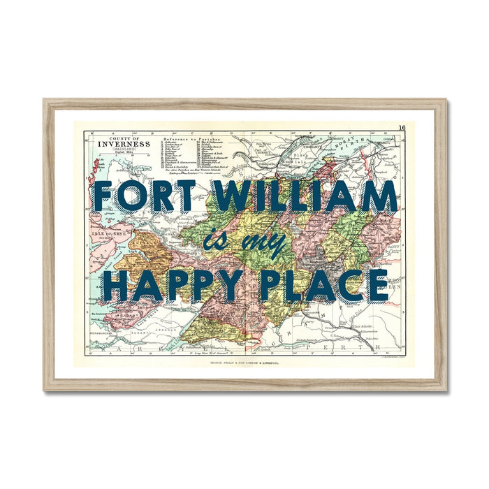 Fort William Map Print | My Happy Place Navy - Framed