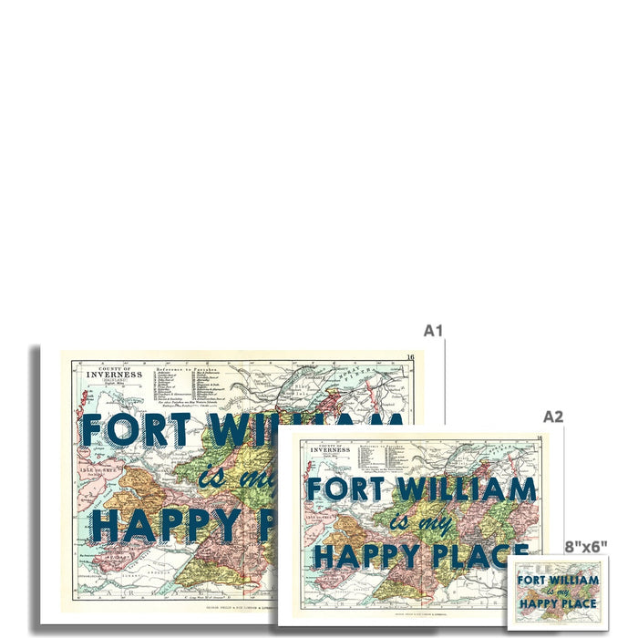 Fort William Map Print | My Happy Place Navy - Unframed