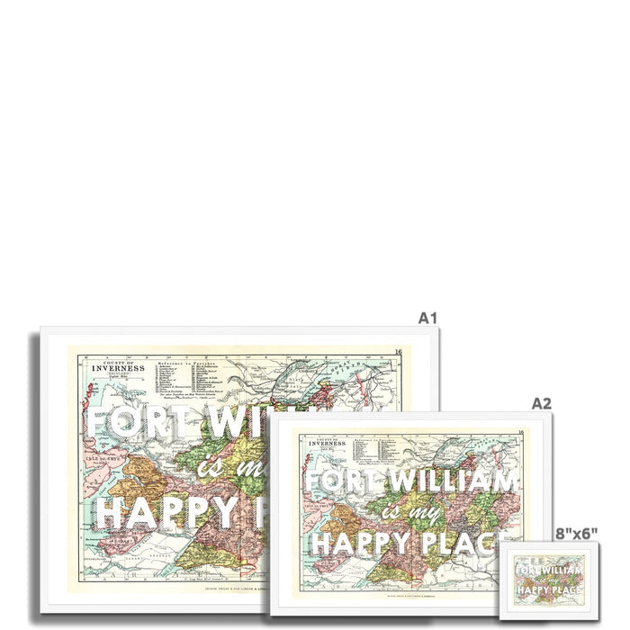Fort William Map Print | My Happy Place White - Framed
