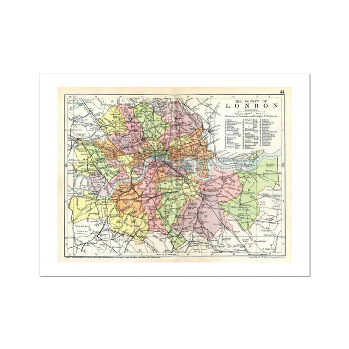 Map Print Of London | Vintage Map Print | London - Unframed