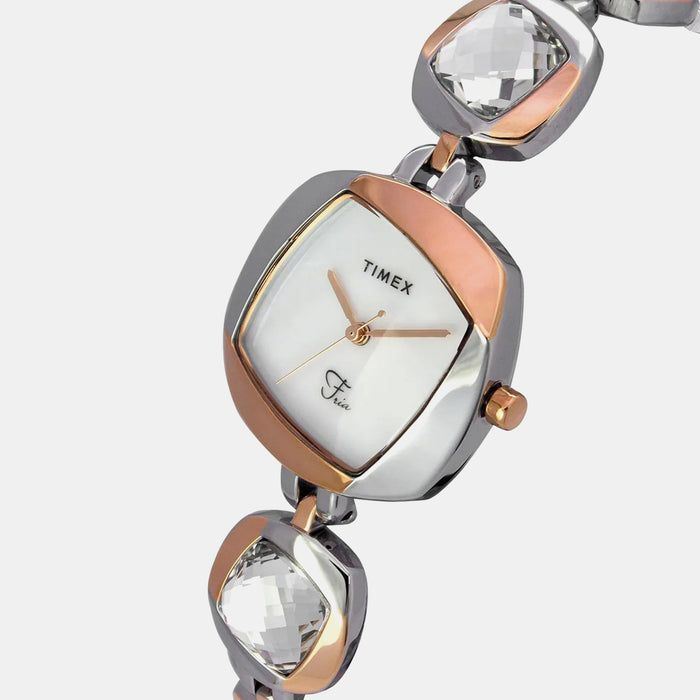 Fria Women Quartz Mother Of Pearl Dial Analog Brass Watch TWEL15002