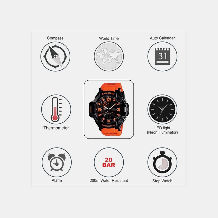 G-Shock Men Quartz Red Dial Analog-Digital Resin Watch G468