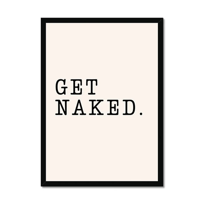 Get Naked Fun Bathroom Word Art Print - Framed Bathroom Wall Art