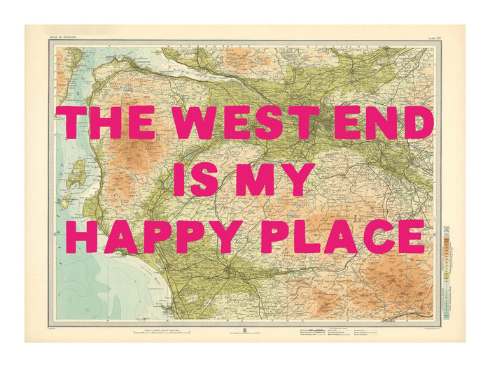 Glasgow Personalised Map Print | Custom Map of Glasgow | Pink Hand Drawn Font - Unframed Wall Art
