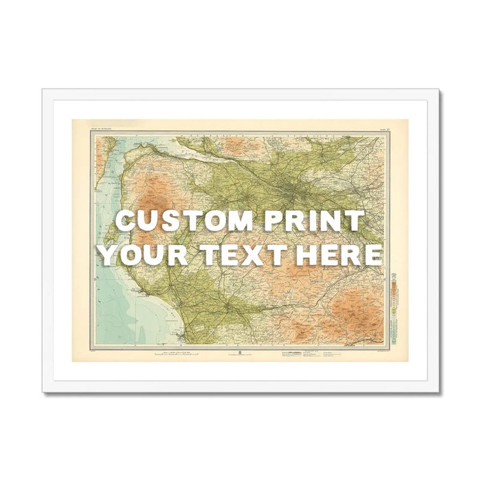 Glasgow Personalised Map Print | Custom Map of Glasgow | White Hand Drawn Font - Framed Wall Art