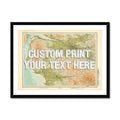 Glasgow Personalised Map Print | Map of Glasgow | White Vintage Font - Framed Wall Art
