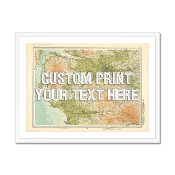 Glasgow Personalised Map Print | Map of Glasgow | White Vintage Font - Framed Wall Art