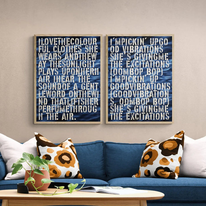 Good Vibrations No 2: Typography Art Print - Framed - Beach House Art