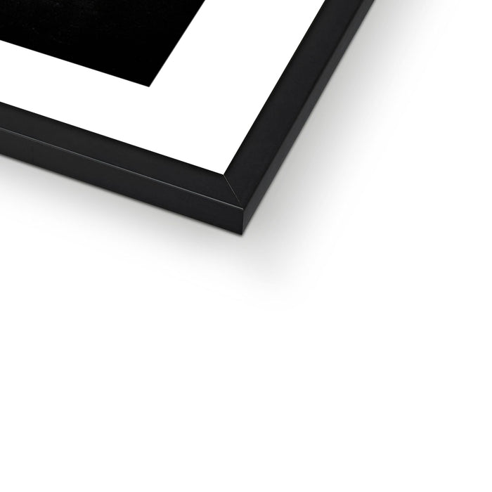 Close-up of a black picture frame corner on a white background