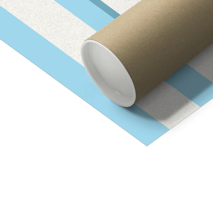 Roll of brown paper on a striped background