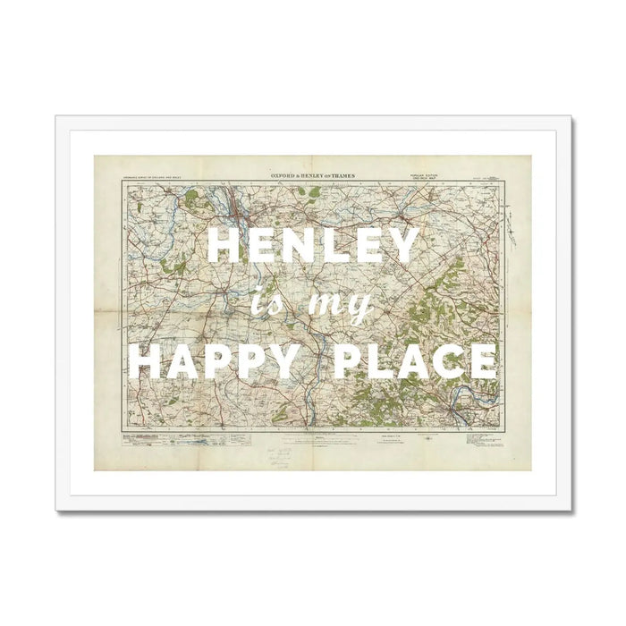 Henley is my Happy Place (Map of Henley) Vintage Map Art - Framed - Beach House Art