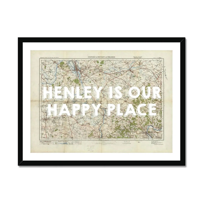 Henley is our Happy Place (Henley Map) Vintage Map Art - Framed - Beach House Art