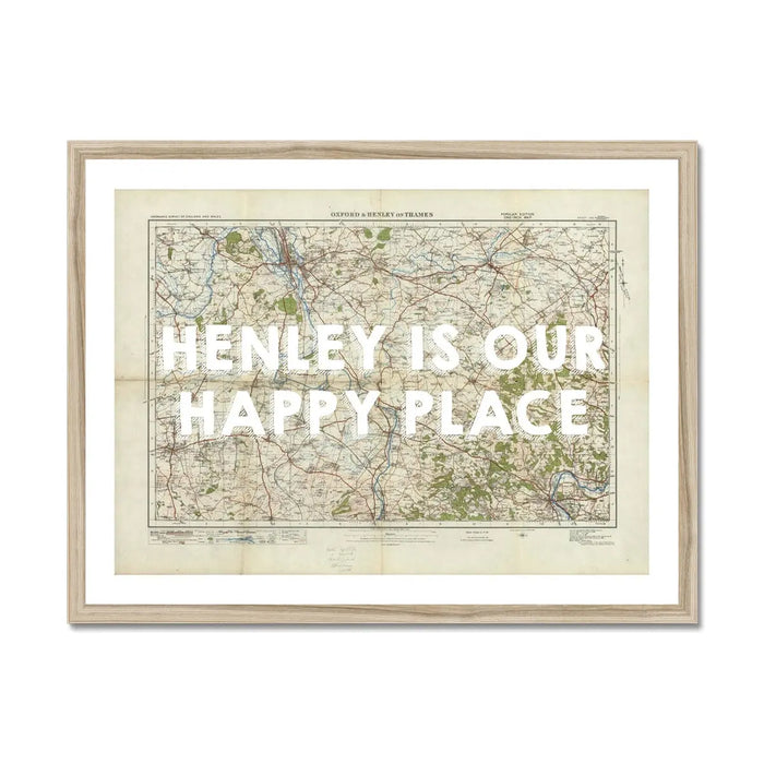 Henley is our Happy Place (Henley Map) Vintage Map Art - Framed - Beach House Art