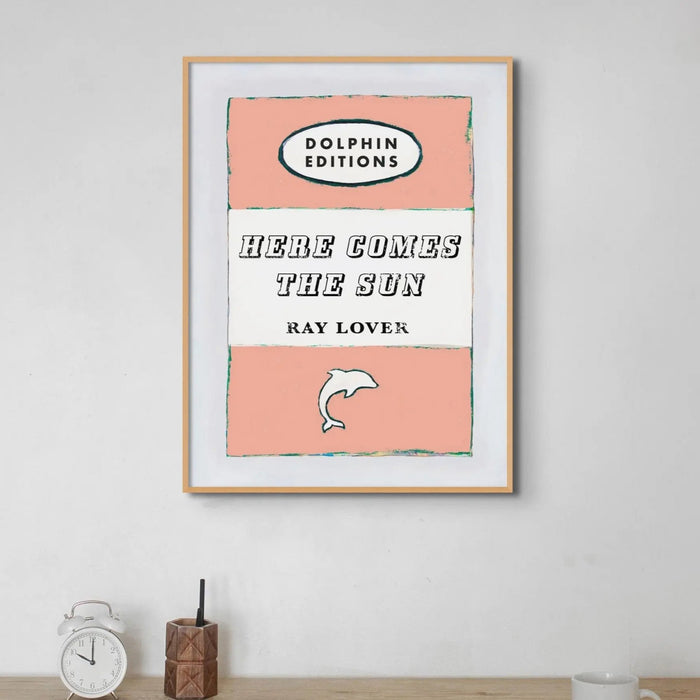 A vintage book cover art print with the title 'HERE COMES THE SUN' and the name 'RAY LOVER' below it.