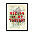 Hiking Is My Therapy (Lake District Map) Vintage Map Art - Framed - Beach House Art