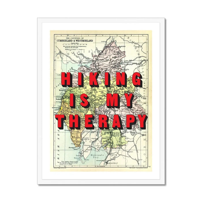 Hiking Is My Therapy (Lake District Map) Vintage Map Art - Framed - Beach House Art