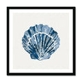 Scallop Shell Art Print, featuring stunning watercolour shell art painting. This beautiful piece is elegantly framed in a natural wood frame to enhance its aesthetic appeal. Perfect for adding a touch of coastal charm to any space.