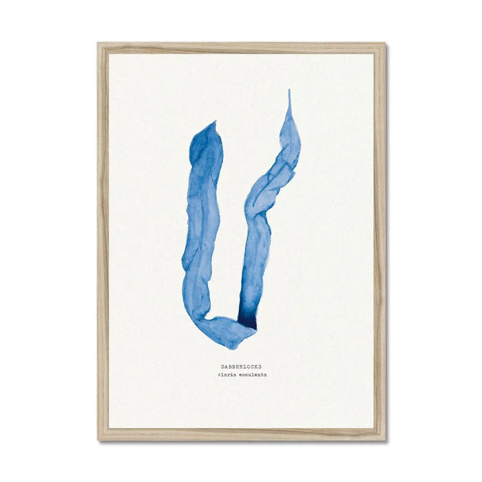 Indigo Seaweed Print Wall Art (Dabberlocks) - Framed with a natural frame - Beach House Art