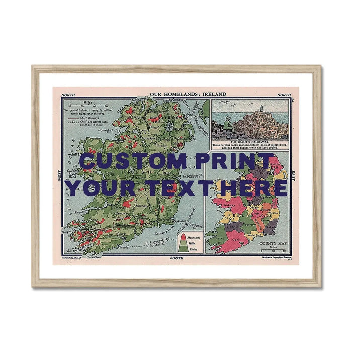 Ireland Map Personalised Art Print (Navy Hand Drawn Font) - No Frame
