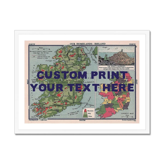Ireland Map Personalised Art Print (Navy Hand Drawn Font) - No Frame