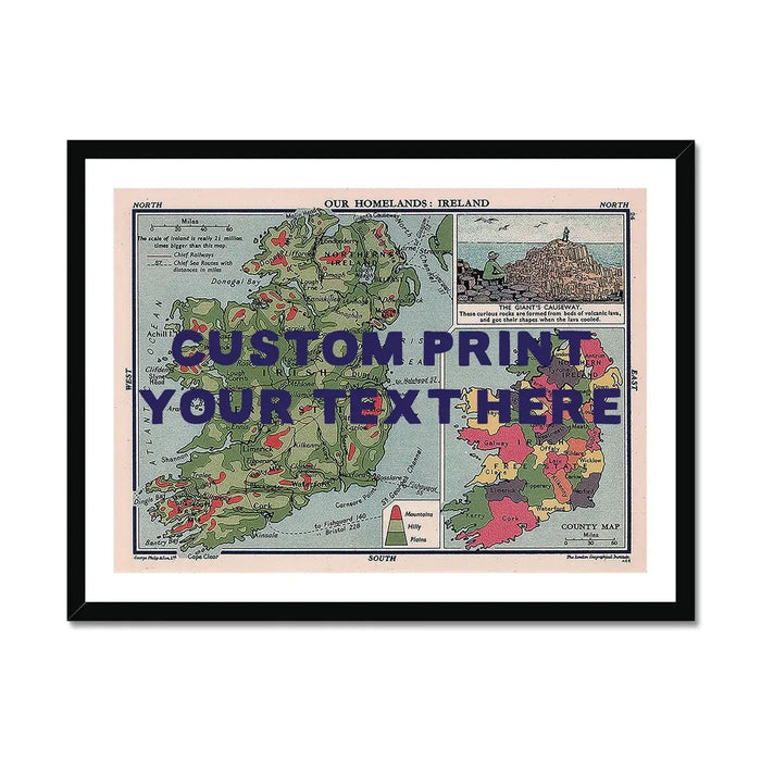 Ireland Map Personalised Art Print (Navy Hand Drawn Font) - No Frame