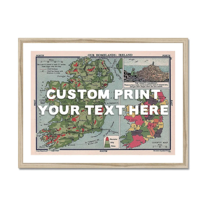 Ireland Map Personalised Art Print (White Hand Drawn Font) - Unframed