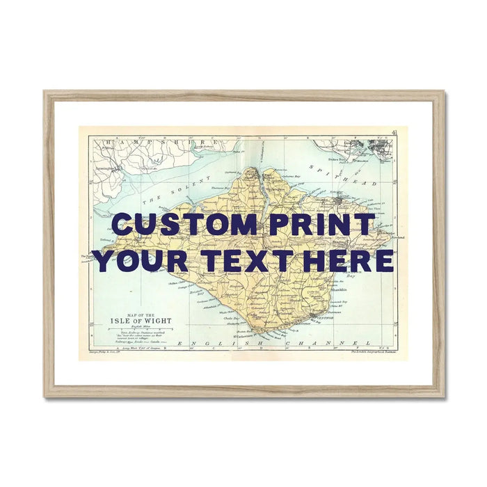 Isle of Wight Map Print - Personalised Art Print in navy font - Framed wall art