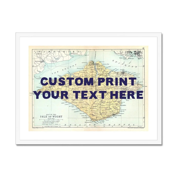 Isle of Wight Map Print - Personalised Art Print in navy font - Framed wall art