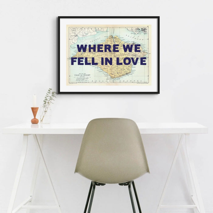 Isle of Wight Map Personalised Art Print in Navy Font - Unframed Wall Art