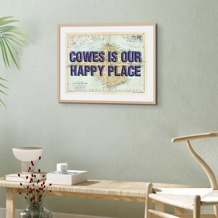 Unframed personalised vintage map art print of the Isle of Wight with navy font- Unframed wall art