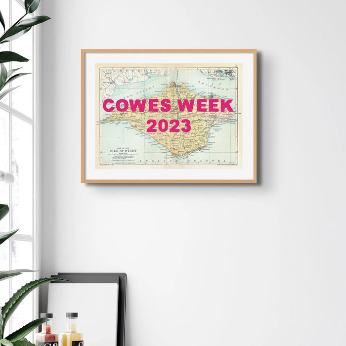 Isle of Wight Map Personalised Art Print in Pink font - Unframed wall art