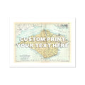 Framed personalised vintage map art print of the Isle of Wight with white font - Unframed wall art
