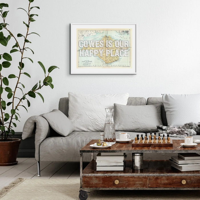 Isle of Wight Map Personalised Map Art Print in white font - Framed wall art