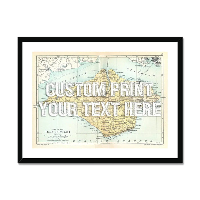 Isle of Wight Map Personalised Map Art Print in white font - Framed wall art