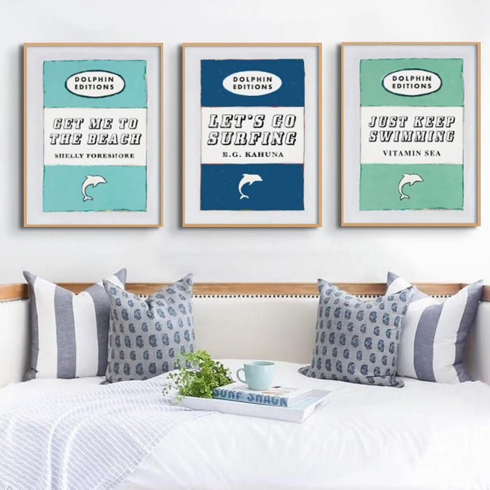 "Just Keep Swimming" vintage book cover art print in Jade Green, which comes framed.