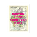 Custom Map Print of Lake District | Personalised Art Print in Pink Font - Unframed Wall Art