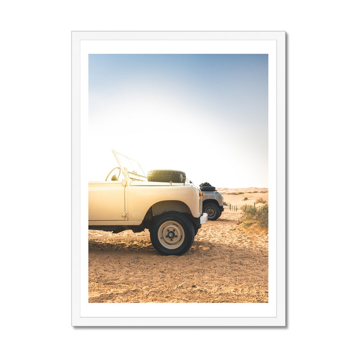 Land Rover Defender Beach at Dawn Photography Print | Colourful - Unframed