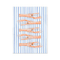 Langoustine Painting on Striped ackground | Kitchen Wall Art Print - Unframed