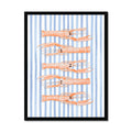 Langoustine Painting Striped Background | Kitchen Wall Art Print - Framed