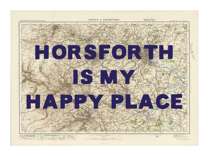 Leeds Personalised Map Print | Custom Map of Leeds | Navy Hand Drawn Font - Framed Wall Art