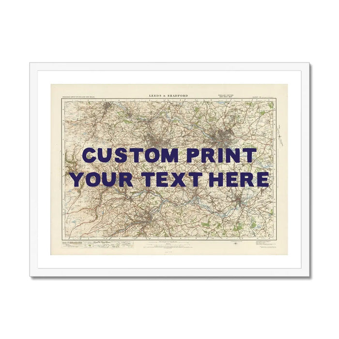 Leeds Personalised Map Print | Custom Map of Leeds | Navy Hand Drawn Font - Framed Wall Art