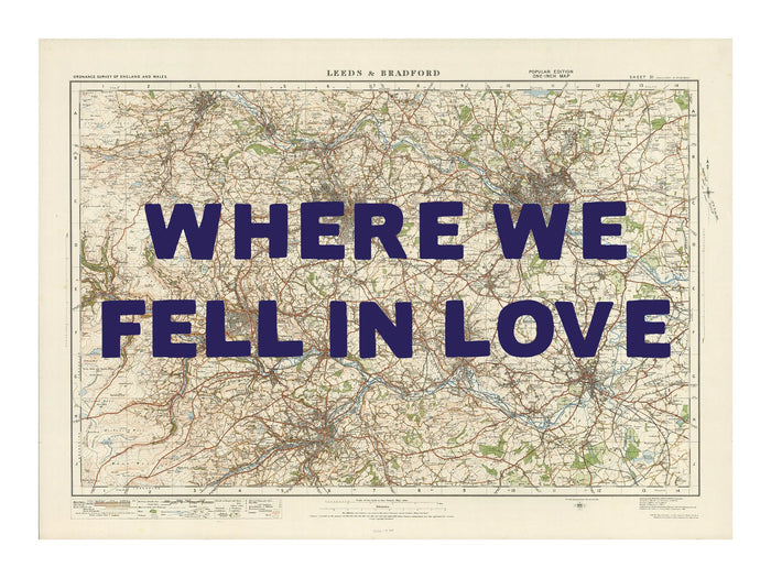 Leeds Personalised Map Print | Custom Map of Leeds | Navy Hand Drawn Font - Unframed Wall Art