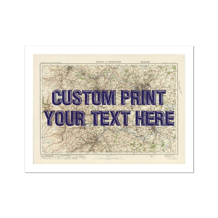 Leeds Personalised Map Print | Map Print of Leeds | Navy Vintage Font - Unframed Wall Art