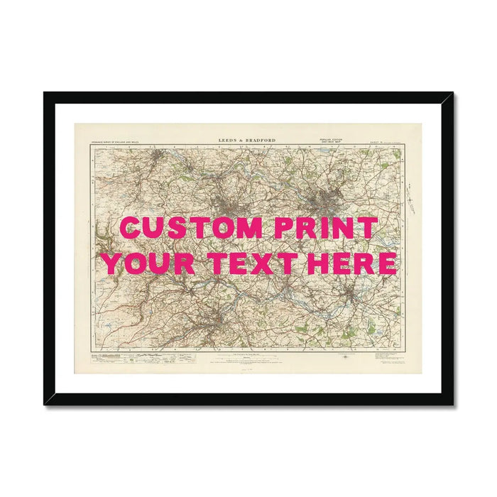 Leeds Personalised Map Print | Custom Map of Leeds | Pink Hand Drawn Font - Framed Wall Art