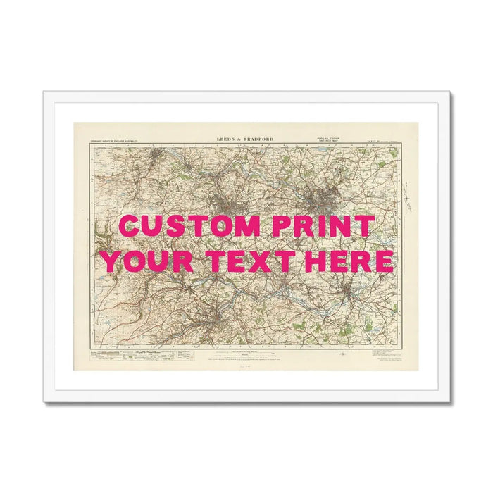 Leeds Personalised Map Print | Custom Map of Leeds | Pink Hand Drawn Font - Framed Wall Art