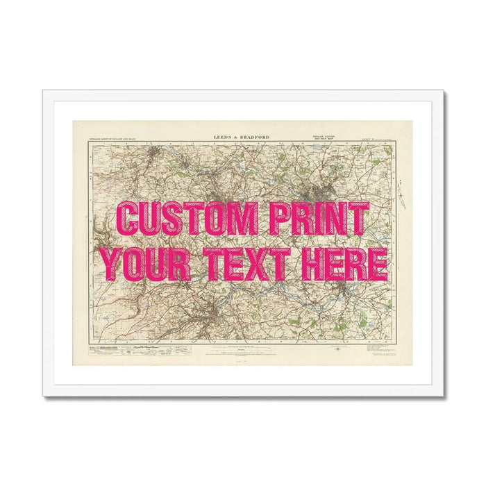 Leeds Personalised Map Print | Custom Map of Leeds | Pink Vintage Font - Framed Wall Art